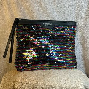 Victoria’s Secret Multicolor Sequin Travel Cosmetic Bag, Clutch purse